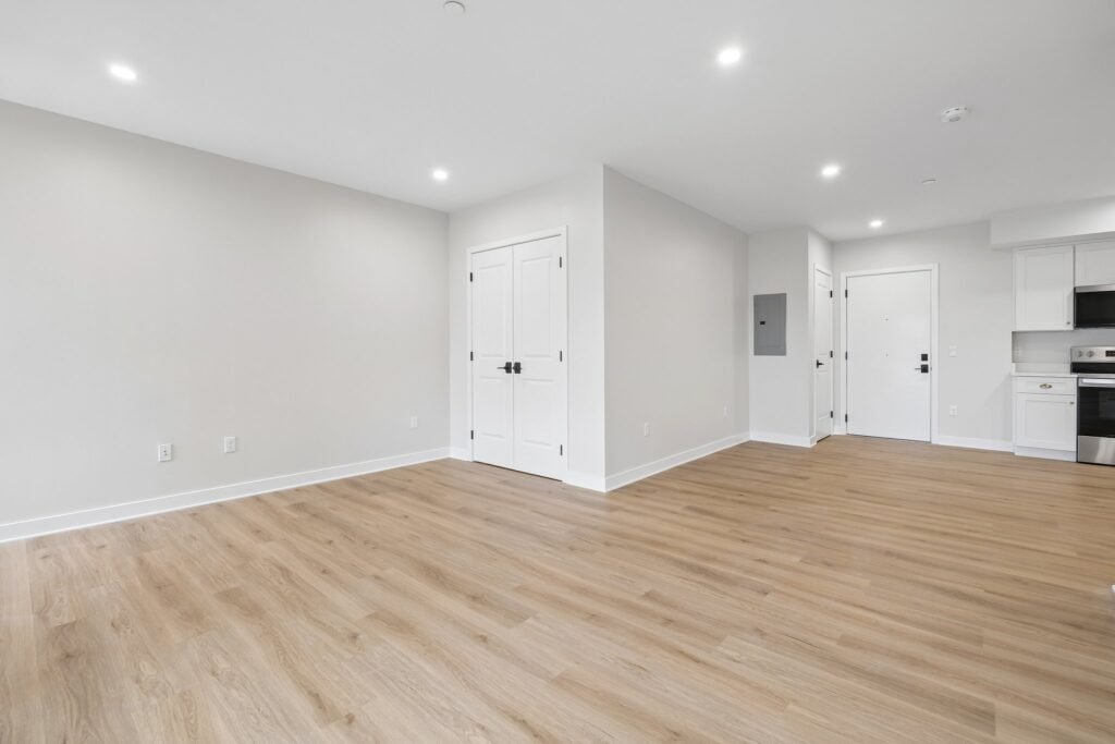 Open-concept living and dining area