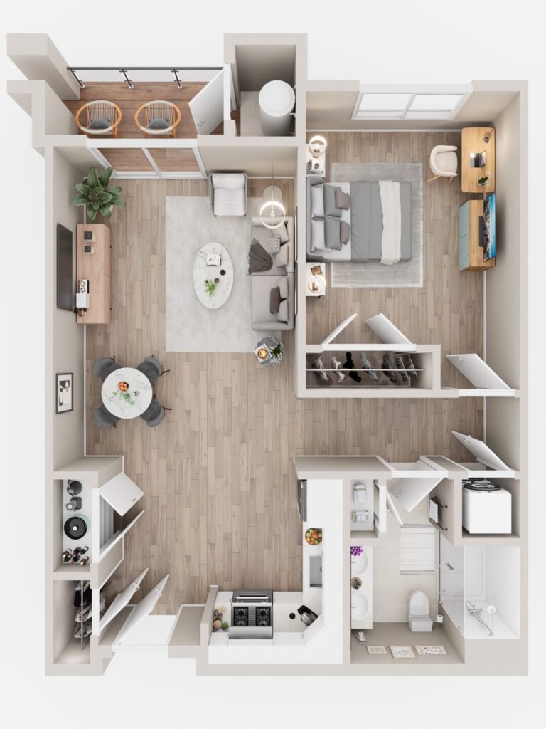 Residence 104 — 3D Floor Plan